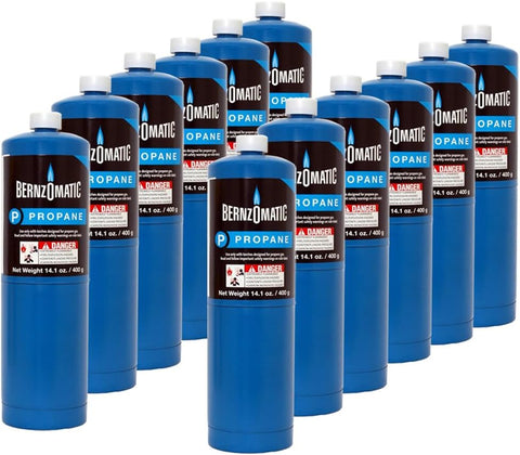 Bernzomatic Standard Propane Fuel Cylinder, 14.1 oz, Pack of 12, 1 Case