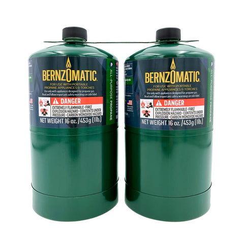 Bernzomatic Camping Propane Gas Cylinders, 2 Pack, 16 Oz